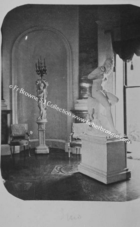 COPIES OF OLD PHOTOS LENT BY LORD CASTLEROSSE  ROUND HALL WITH STATUE OF EVE